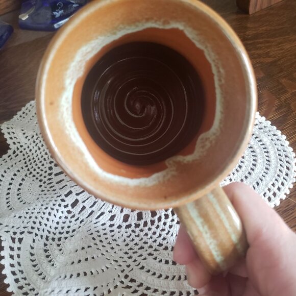 Kansas City Renaissance Festival 2010 Tan Brown Drip Hand Thrown Coffee Mug Cup - Picture 9 of 10